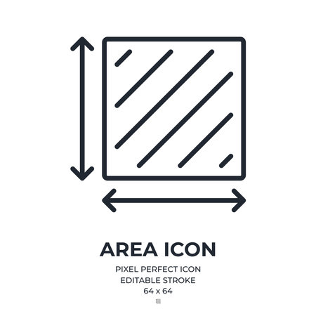 Area and dimension concept editable stroke outline icon isolated on white background flat vector illustration. Pixel perfect. 64x64.のイラスト素材