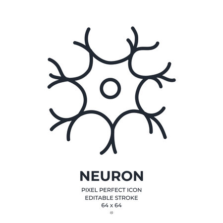 Brain neuron editable stroke outline icon isolated on white background flat vector illustration. Pixel perfect. 64x64.のイラスト素材