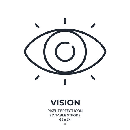 Vision editable stroke outline icon isolated on white background flat vector illustration. Pixel perfect. 64x64.のイラスト素材