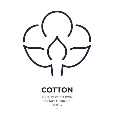 Cotton editable outline icon isolated on white background flat vector illustration. Pixel perfect. 64x64.のイラスト素材