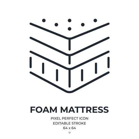 Foam mattress editable stroke outline icon isolated on white background flat vector illustration. Pixel perfect. 64x64.のイラスト素材