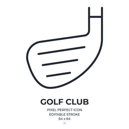 Golf club editable stroke outline icon isolated on white background flat vector illustration. Pixel perfect. 64x64.のイラスト素材