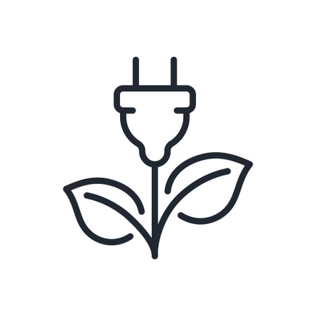 Green energy concept editable stroke outline icon isolated on white background flat vector...