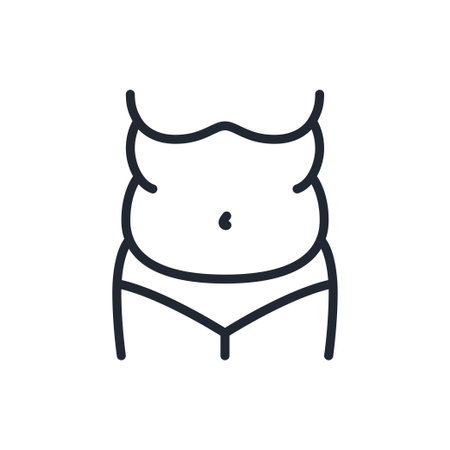 Female obesity editable stroke outline icon isolated on white background flat vector illustration. Pixel perfect. 64 x 64.のイラスト素材