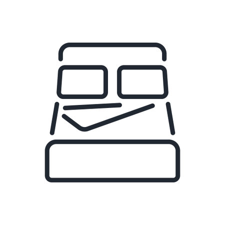 Double bed and bedroom concept editable stroke outline icon isolated on white background flat vector illustration.のイラスト素材