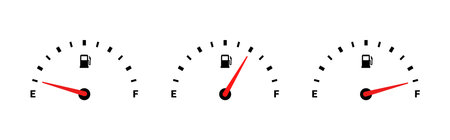 Gas and fuel gauge meter full and empty icon set vector illustration