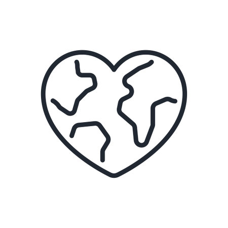 Heart shaped planet editable stroke outline icon isolated on white background flat vector illustration. Pixel perfect. 64 x 64のイラスト素材