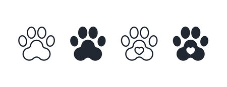 Pet paw editable stroke outline icon isolated on white background flat vector illustration. Pixel perfect. 64 x 64のイラスト素材