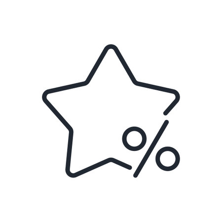 Star with percentage sign. Bonus discount concept editable stroke outline icon isolated on white background flat vector illustration. Pixel perfect. 64 x 64のイラスト素材