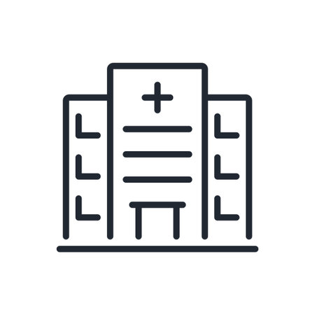 Hospital editable stroke outline icon isolated on white background flat vector illustration. Pixel perfect. 64 x 64のイラスト素材