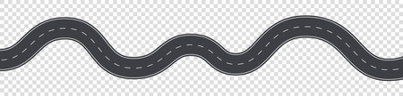 Winding curves road from top view isolated on transparent background illustration.のイラスト素材
