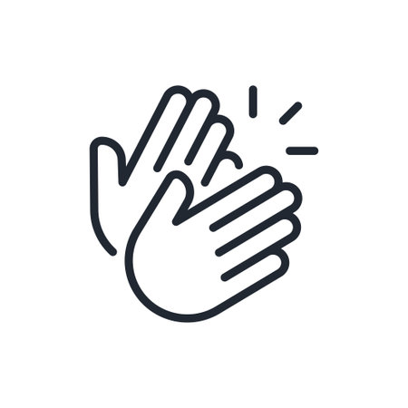 Applause and hand clap editable stroke outline icon isolated on white background flat vector illustration. Pixel perfect. 64 x 64.のイラスト素材
