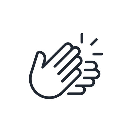 Applause and hand clap editable stroke outline icon isolated on white background flat vector illustration. Pixel perfect. 64 x 64.のイラスト素材