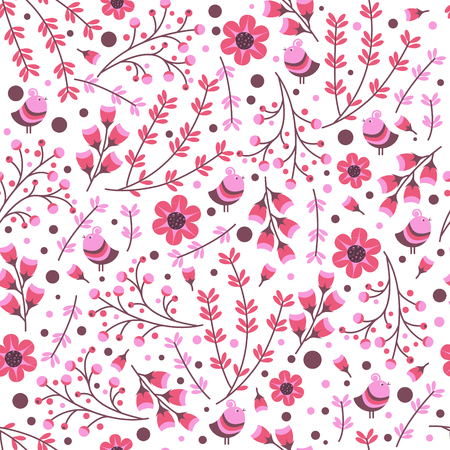 seamless pattern with hand drawn leaves and flowers. Vintage set for invitations. save the date cards and otherのイラスト素材
