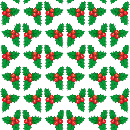 Christmas and New year seamless mistletoe pattern card backgroundのイラスト素材