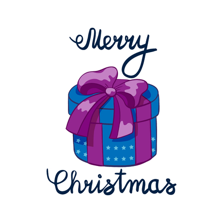 illustration of Merry Christmas Lettering with cartoon drowing omela. Element for design banners, web and greetingsのイラスト素材