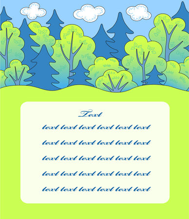 Cartoon forest. Card template. のイラスト素材