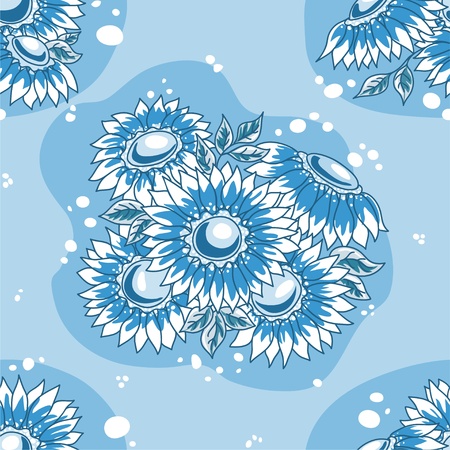 Seamless pattern dark blue flowers bouquet.のイラスト素材
