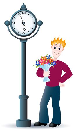 The boy with a bouquet.のイラスト素材