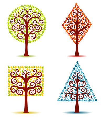 Four geometrical trees.のイラスト素材