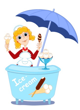 Girl and ice-cream.のイラスト素材