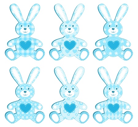 Set of six blue application hare. illustration.のイラスト素材