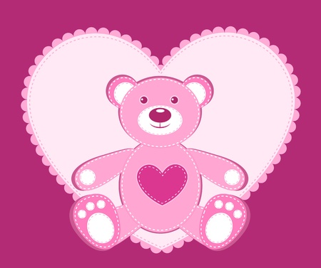 Card with application bear and heart. illustration.のイラスト素材