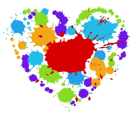 Heart from bright blots. Isolated on white. illustration.のイラスト素材