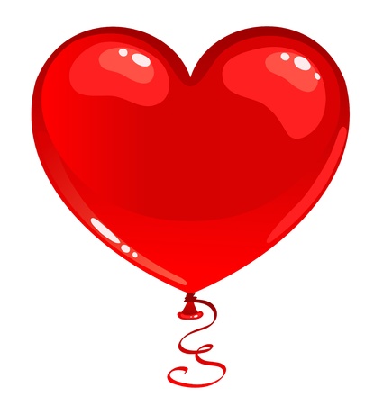 Red balloon heart. Isolated on white. Vector illustration.のイラスト素材