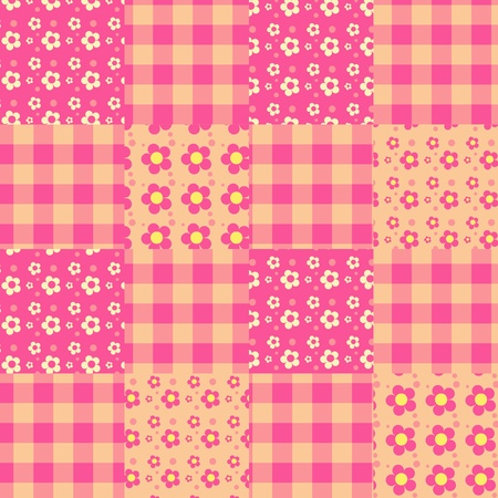 Seamless patchwork pink pattern. のイラスト素材