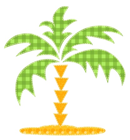 Patchwork palm tree  Isolated on white quilt illustration  Scrapbook series のイラスト素材