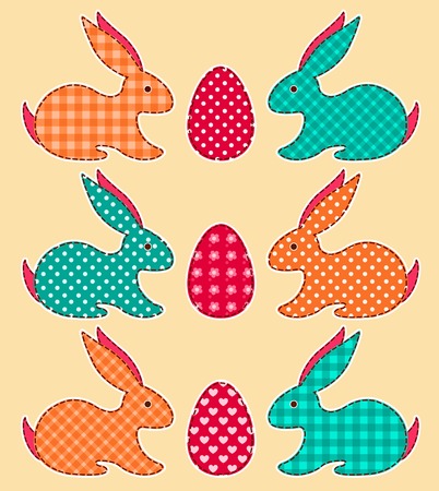 Set of application Easter rabbits. Vector cartoon illustration.のイラスト素材