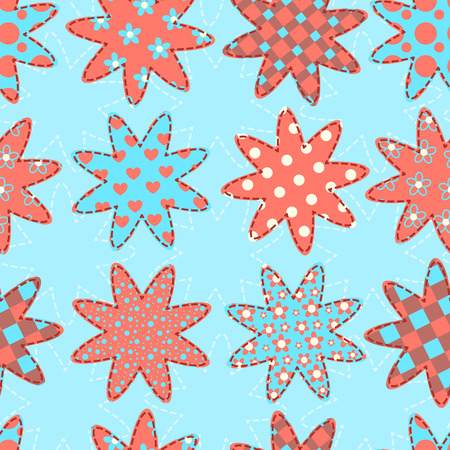 Seamless pattern with patchwork stars. Vector background.のイラスト素材