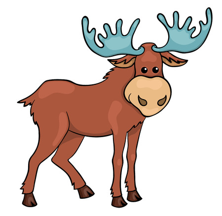 Elk isolated on white. Vector cartoon ilustration.のイラスト素材