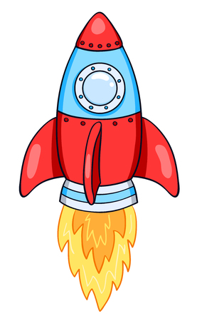 The space missile. Cartoon vector illustration. Isolated on white.のイラスト素材