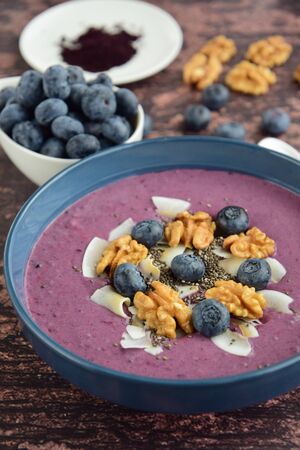 Acai berry smoothie bowlの写真素材