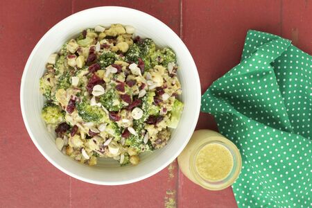 Broccoli salad with cranberry and cashew nutsの写真素材