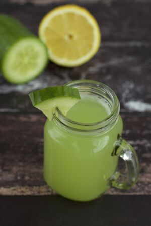 Cucumber lemonade. Selective focusの写真素材