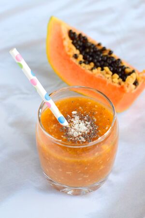 homemade papaya smoothieの写真素材