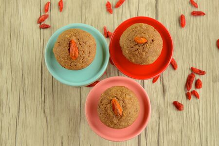 Goji berry chocolate muffinsの写真素材