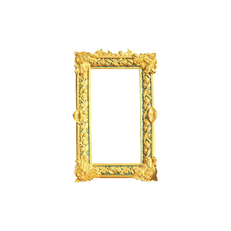 Golden picture frame isolated on white background