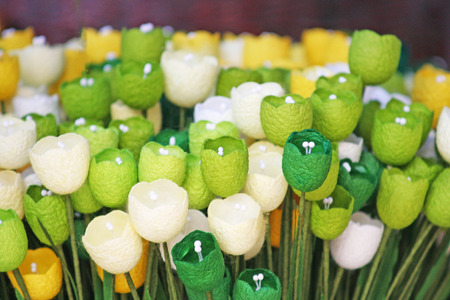 Beautiful artificial flowers made from mulberry paperの写真素材