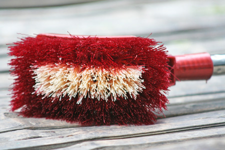 Red toilet brush