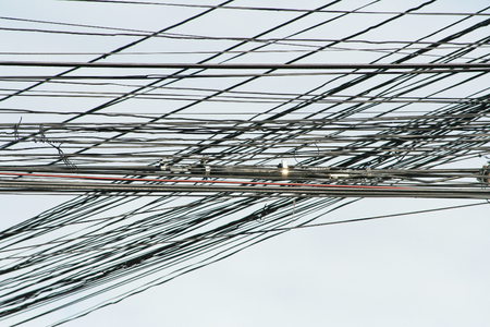 Messy of low voltage power cableの写真素材