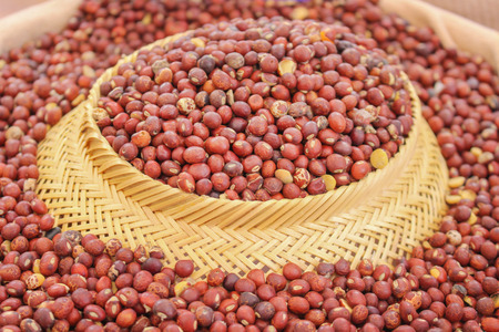 Dried cajanus canjan bean seeds  texture in basket for background ,leguminosae huge group