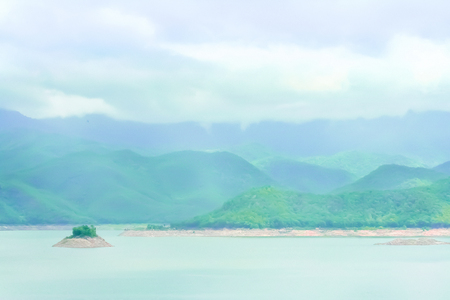 Landscape of mountains ,island sky and river ,nature backgroundの写真素材