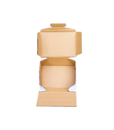 Open cardboard box  top view isolated on white background , clipping pathの写真素材