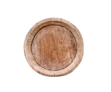 Top view old wood tray pouring cooked sticky rice or stirring newly steamed glutinous rice  isolated on white background , clipping pathの写真素材