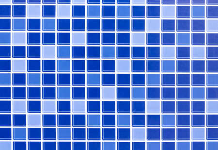 Colorful blue ceramic with square seamless patterns on wall background