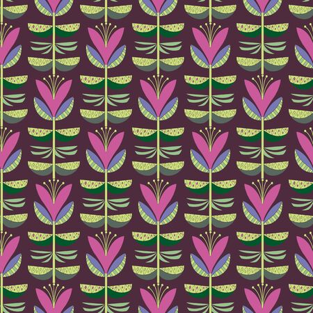 folk flowers seamless wallpaper background textureのイラスト素材